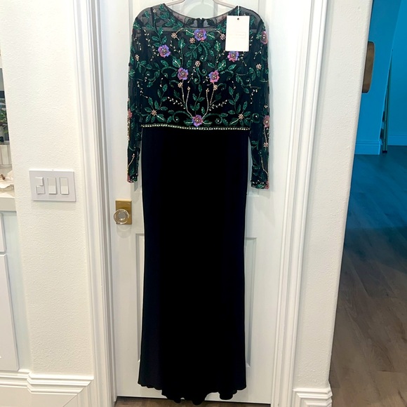 NWT Mac Duggal [ 10 ] 67870 Beaded Illusion High Neck Trumpet Gown Black - Picture 8 of 15